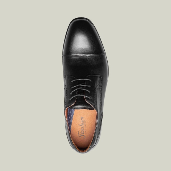 Men\'s Florsheim Zaffiro Cap Toe Oxford in Black Leather. 15204 001 main image 6